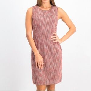 NEW T Tahari Sleeveless Tweed Knee Length Shift Dress Melon Pink